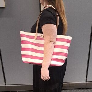 Kate Spade Eden Street Margareta tote bag in a pink and white striped